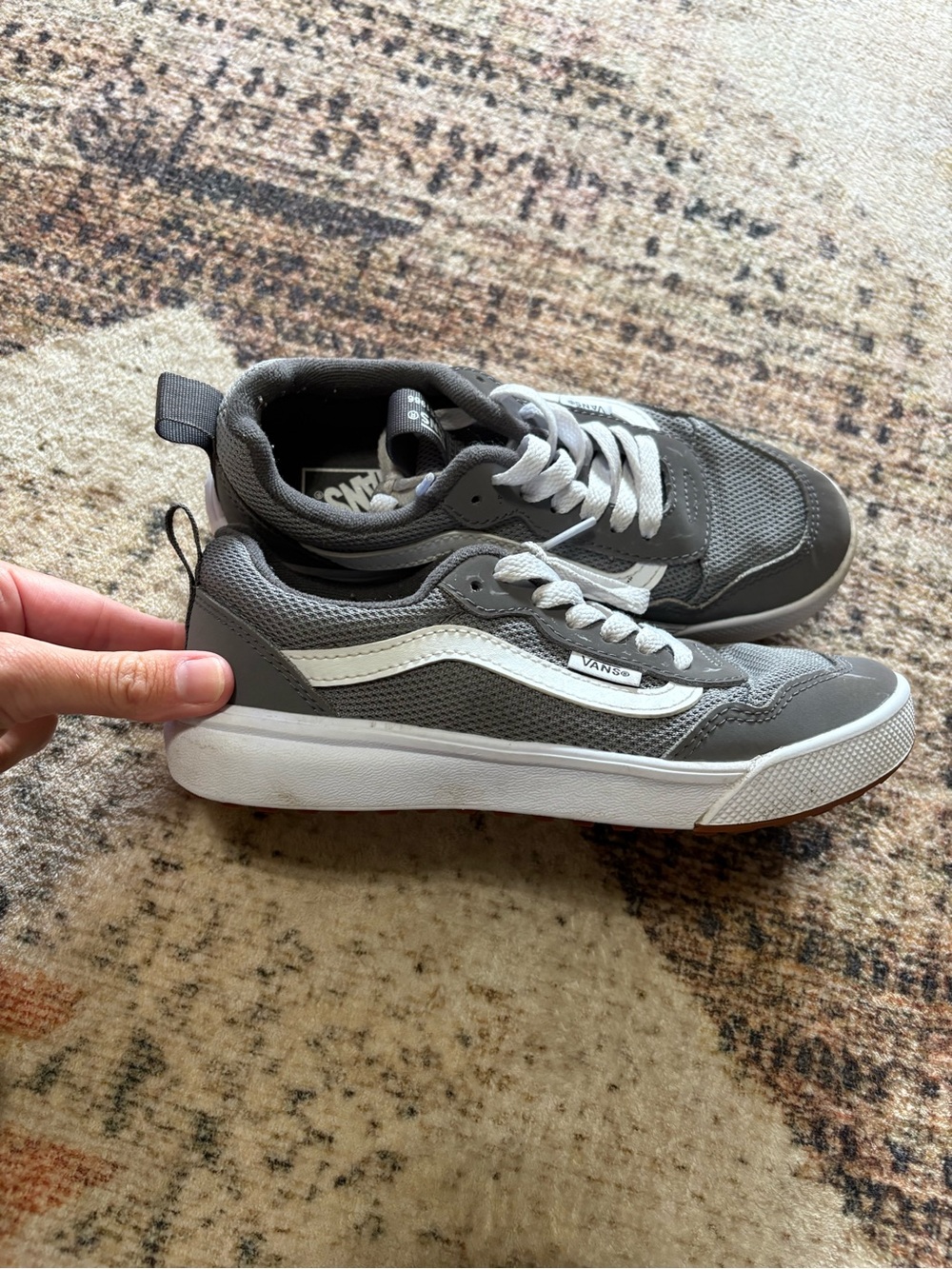 Vans Boys Grey and White Sneakers size 3